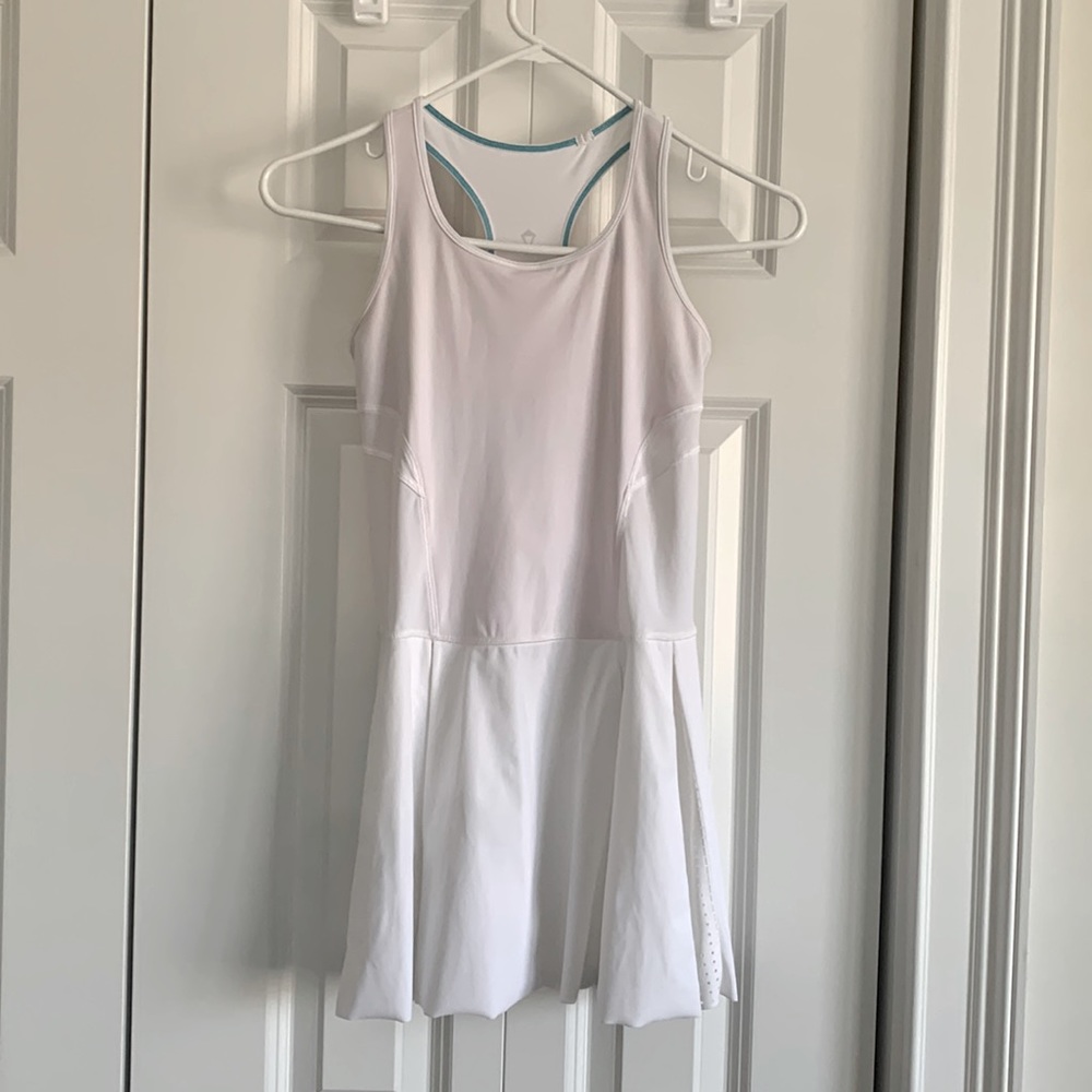 Ivivva White Tennis Dress Size 12 racer back tank top and pleated skirt.